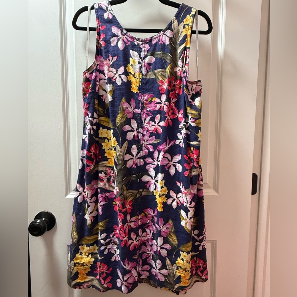 Tommy Bahama Navy Floral Tank Dress with Pink & Yellow Blooms